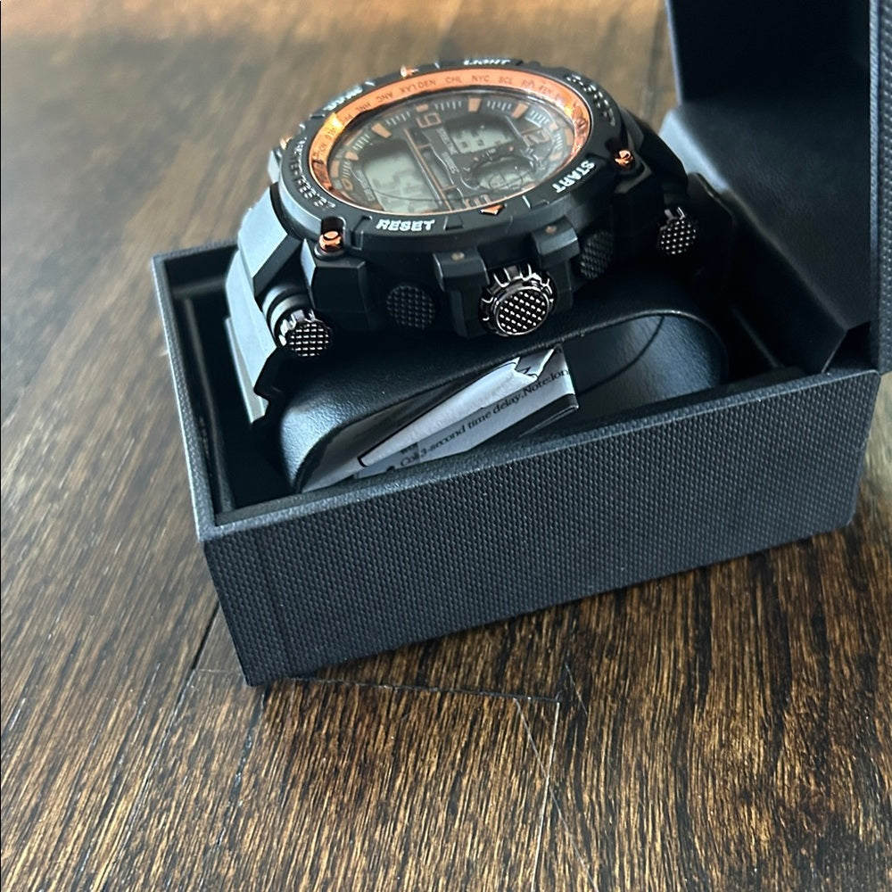 NWT Steeltime Men’s Black and Orange Watch