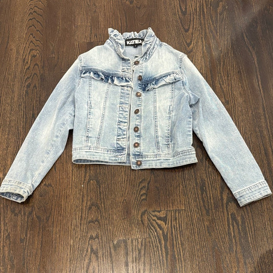 Katie J NYC Girls Light Blue Jean Jacket with Ruffle Detail Size Small