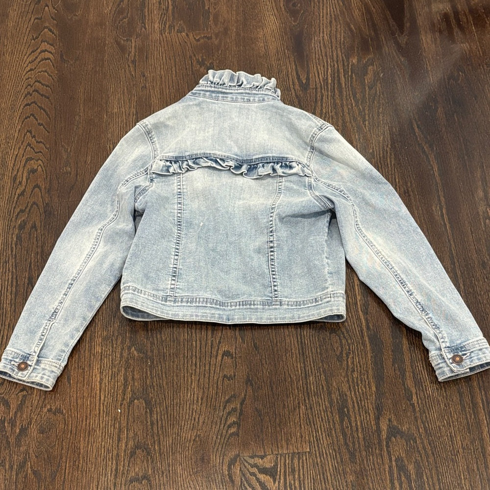Katie J NYC Girls Light Blue Jean Jacket with Ruffle Detail Size Small