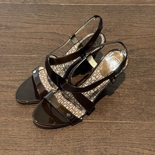 NWT Circa Joan & David Glossy Black Slingback Sandals Size 9