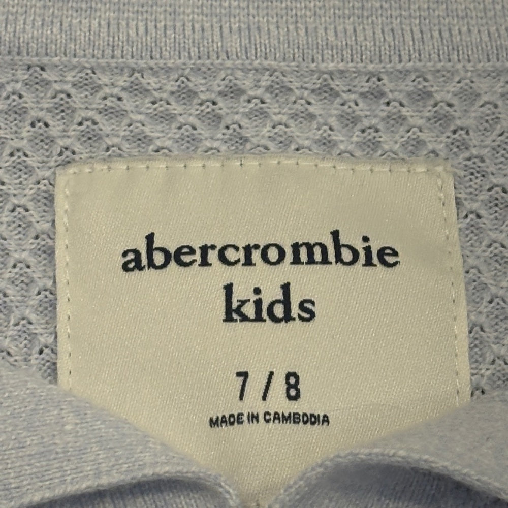 Abercrombie Kids Light Gray Textured Long Sleeve Polo Size 7/8