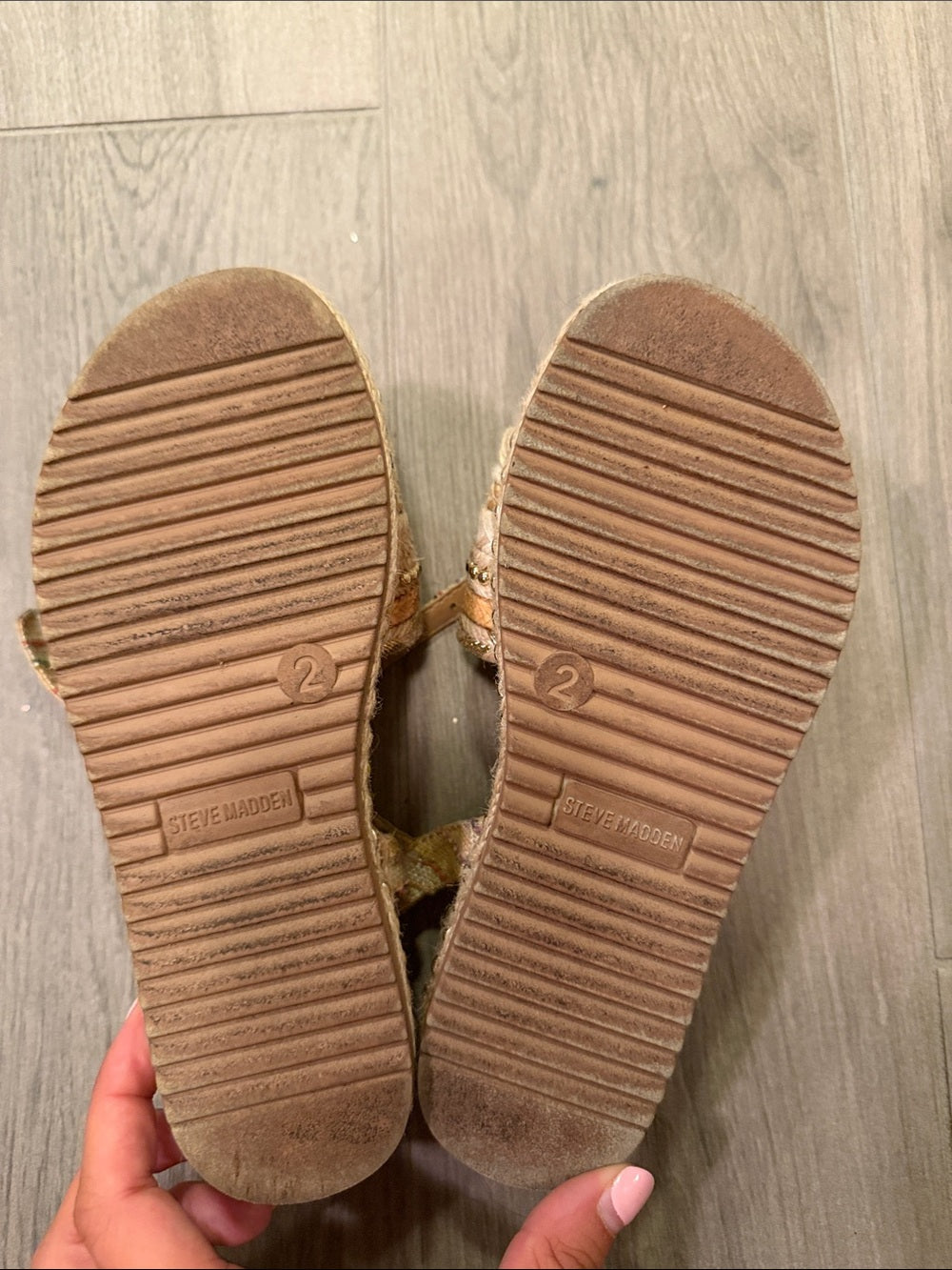 Steve Madden Girls Tan Braided Sandals Size 2