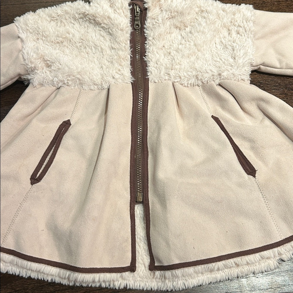 Jean Bourget Girls Cream and Brown Jacket Size 2T