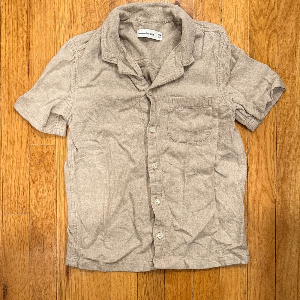 Abercrombie Kids Tan Button Down Shirt Size 7/8