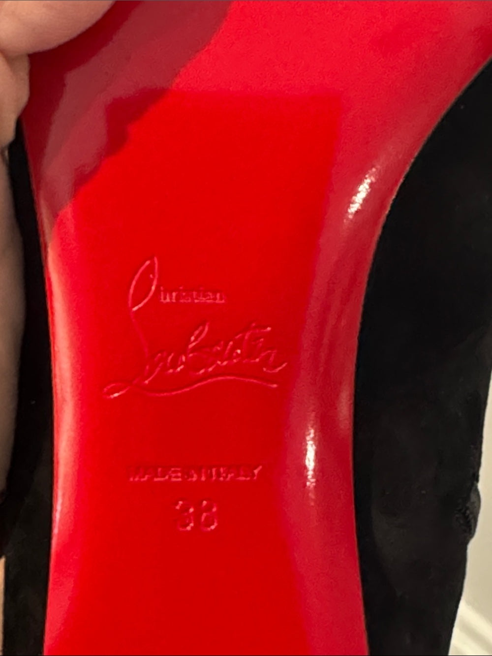 Christian Louboutin Condora 85 Black Suede Bootie Size 38/8