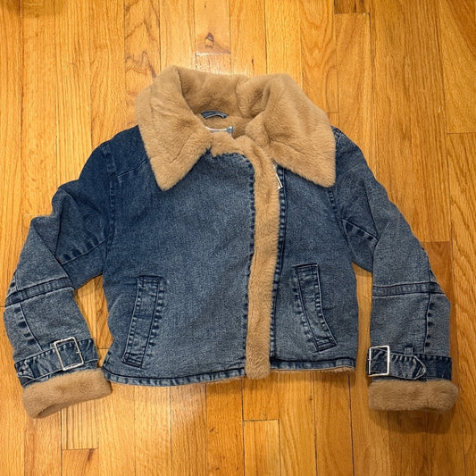 Vintage Havana Kids Denim Jacket With Fur Size M