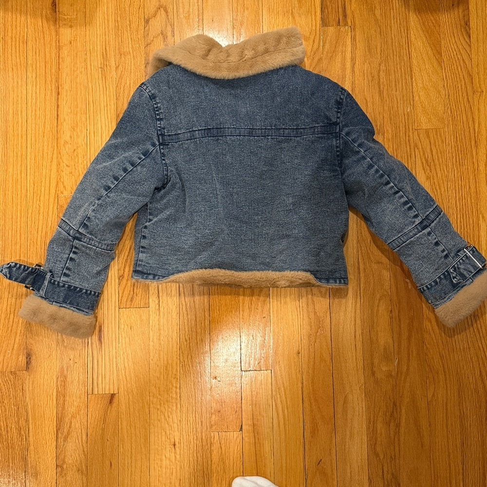 Vintage Havana Kids Denim Jacket With Fur Size M