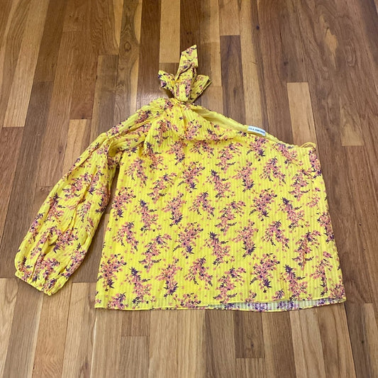 Ulla Johnson Women’s Yellow Floral Printed One Shoulder Top Size 2