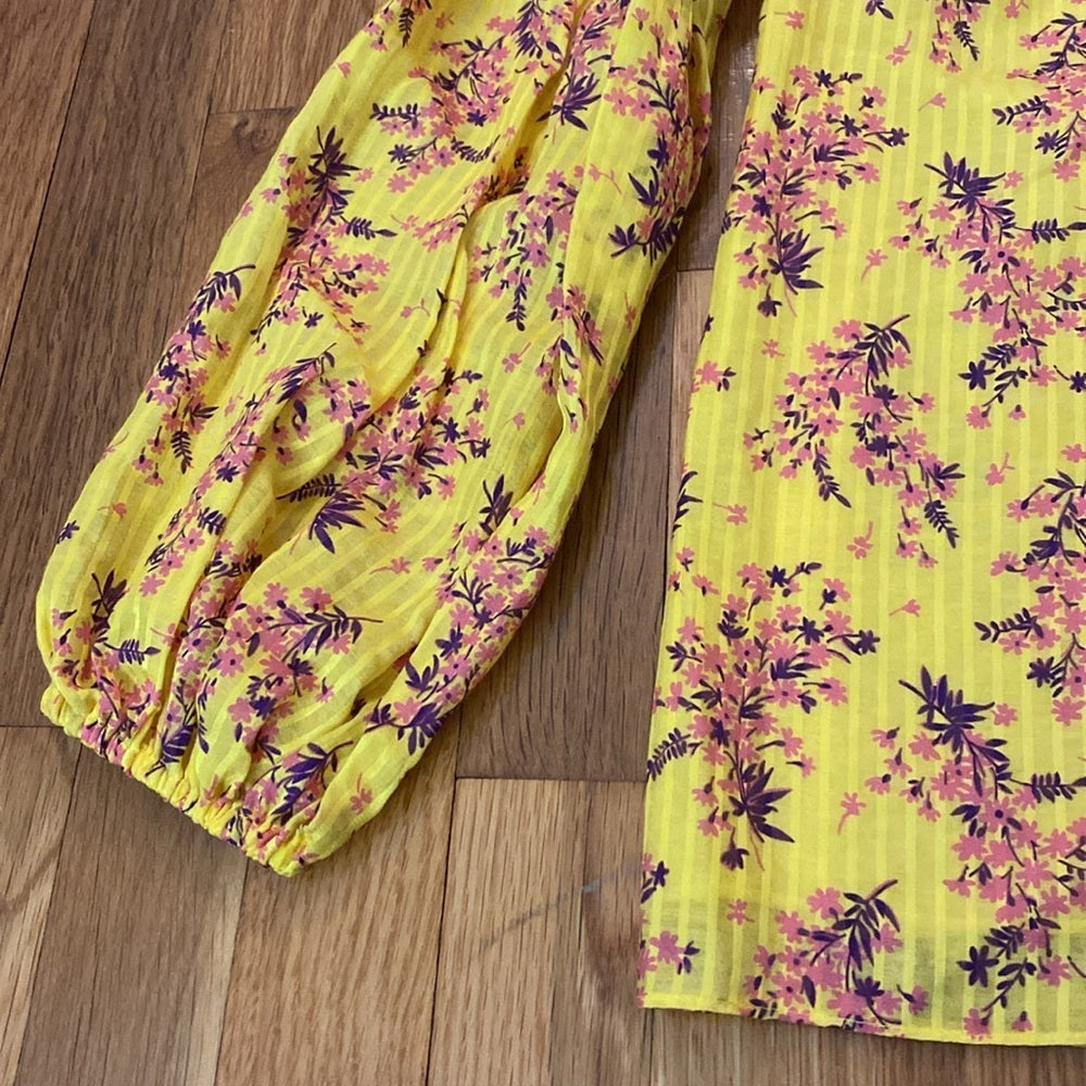 Ulla Johnson Women’s Yellow Floral Printed One Shoulder Top Size 2