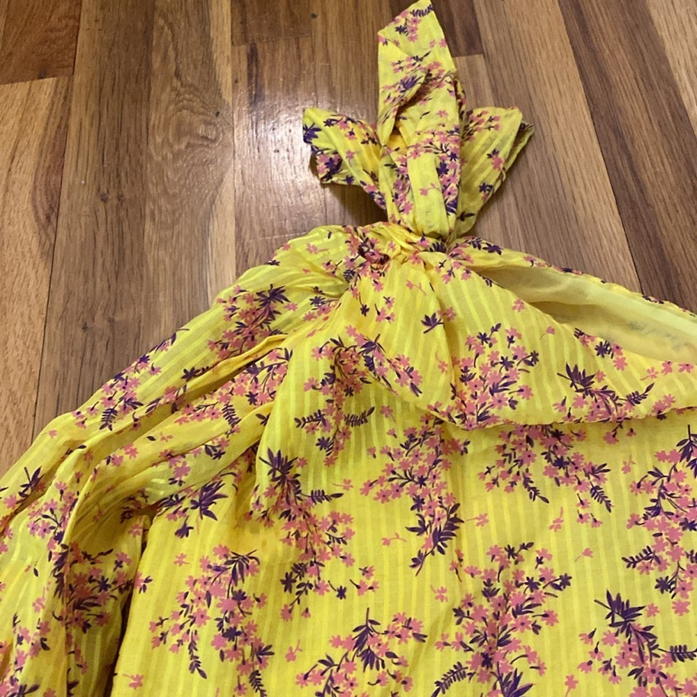 Ulla Johnson Women’s Yellow Floral Printed One Shoulder Top Size 2