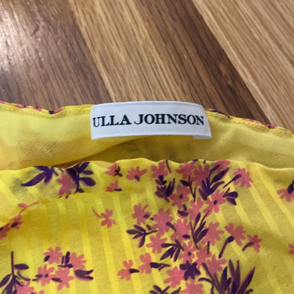 Ulla Johnson Women’s Yellow Floral Printed One Shoulder Top Size 2