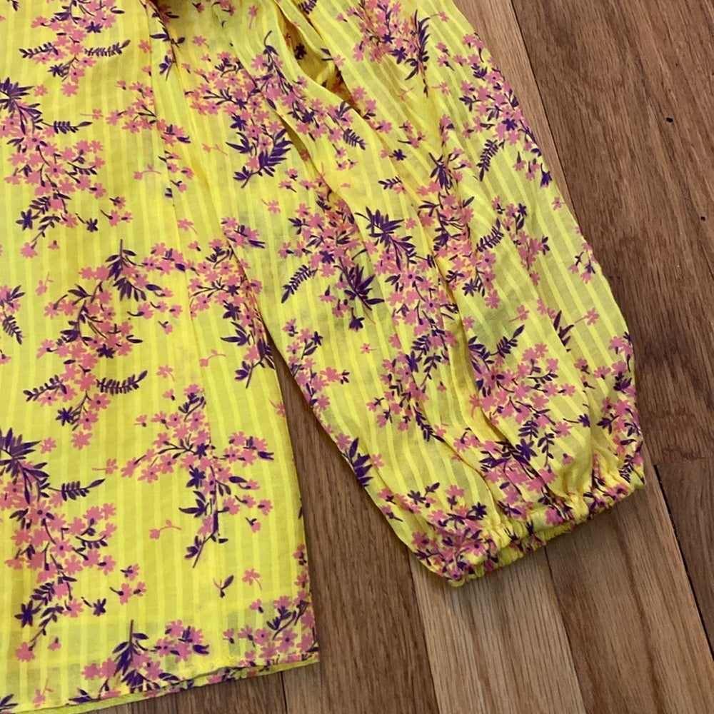 Ulla Johnson Women’s Yellow Floral Printed One Shoulder Top Size 2