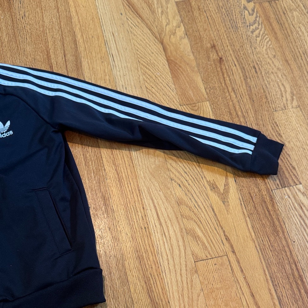 Adidas Kid’s Black Jacket with White Stripes Size Small