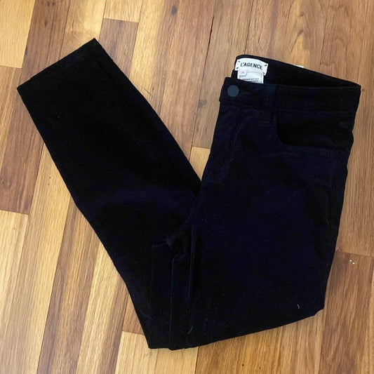L’AGENCE Women’s Black Velvet Jeans Size 26