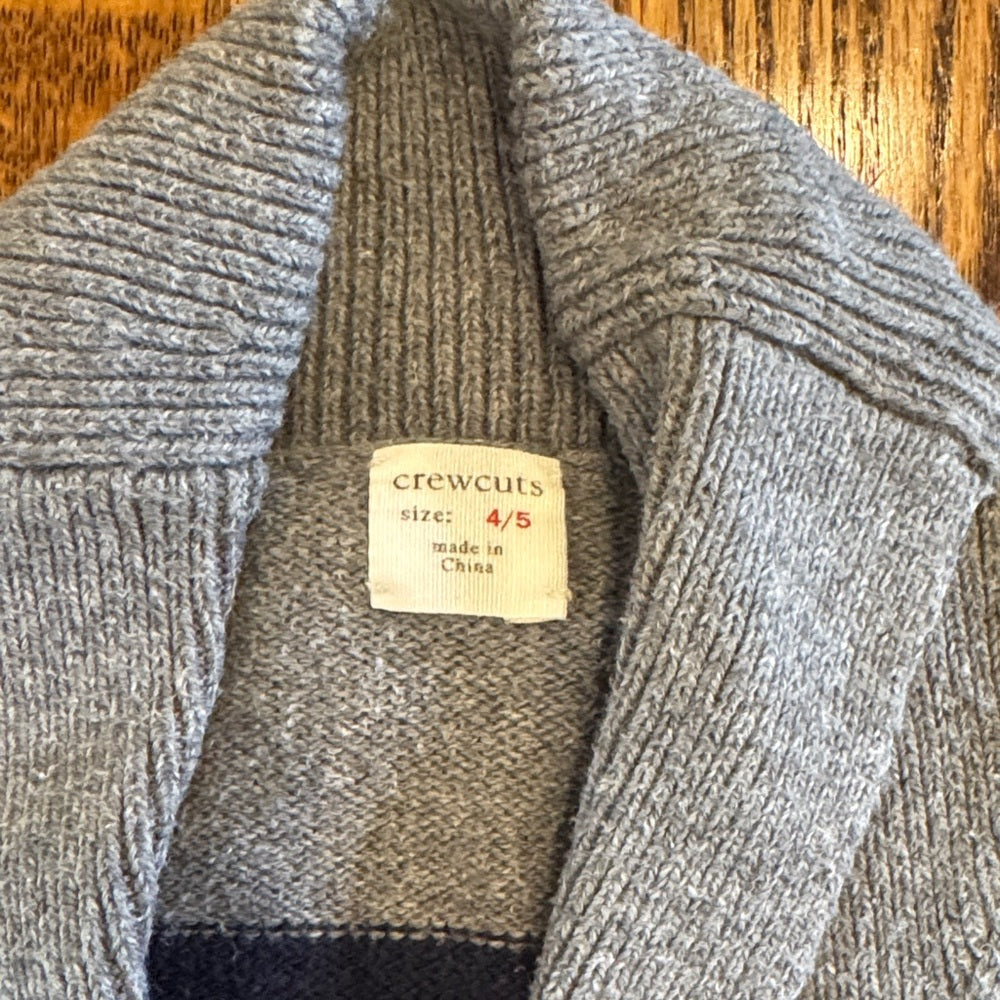 Crewcuts Kids Blue and Gray Cardigan Sweater Size 4/5
