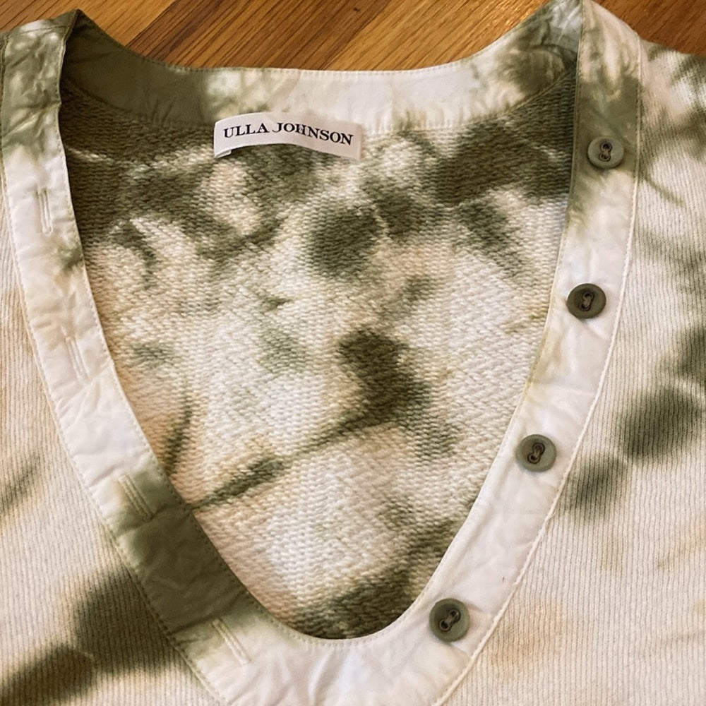 Ulla Johnson Women’s Green and White Tie Dye Sweatshirt Size P