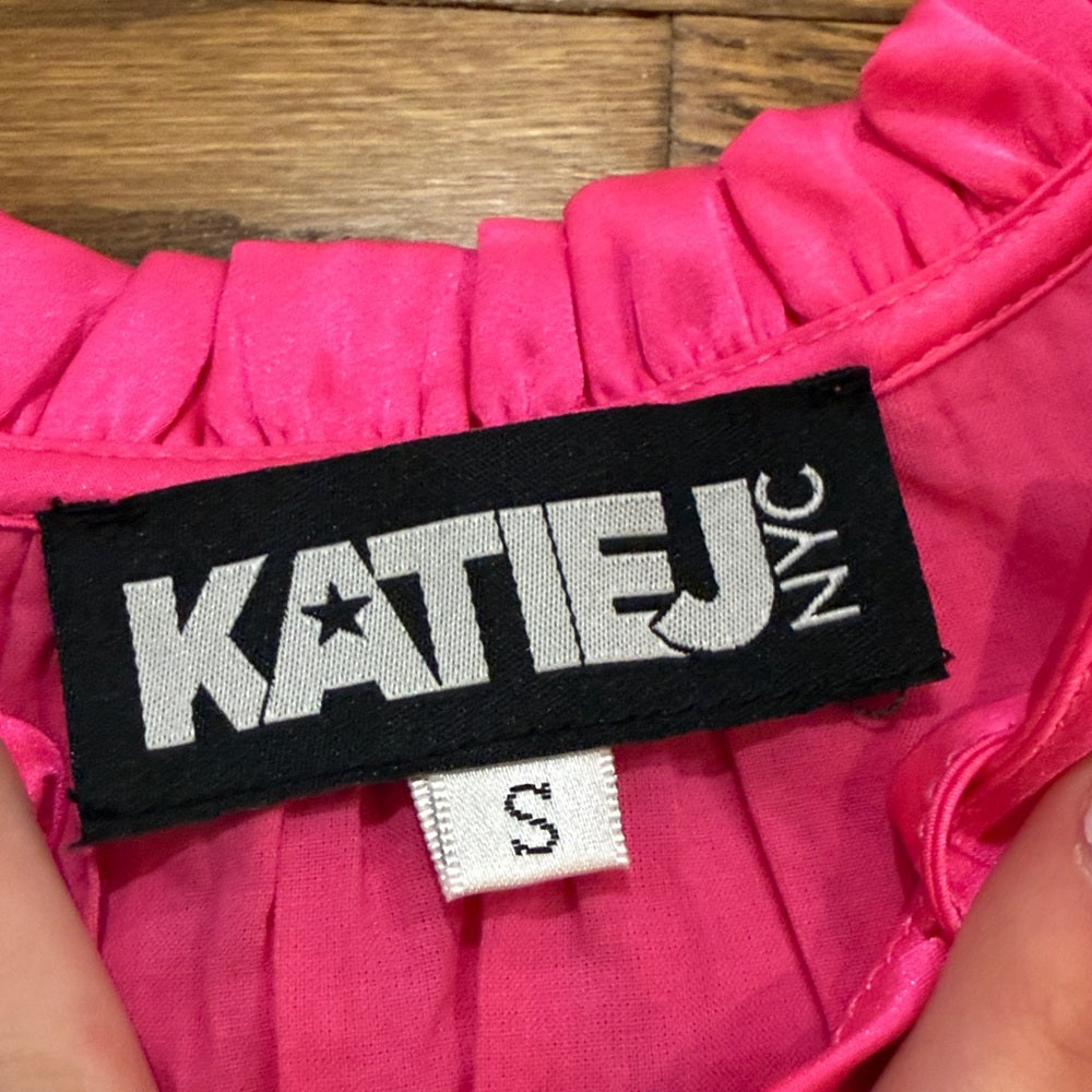 Katie J NYC Vibrant Pink Layered Kids Dress Size Small