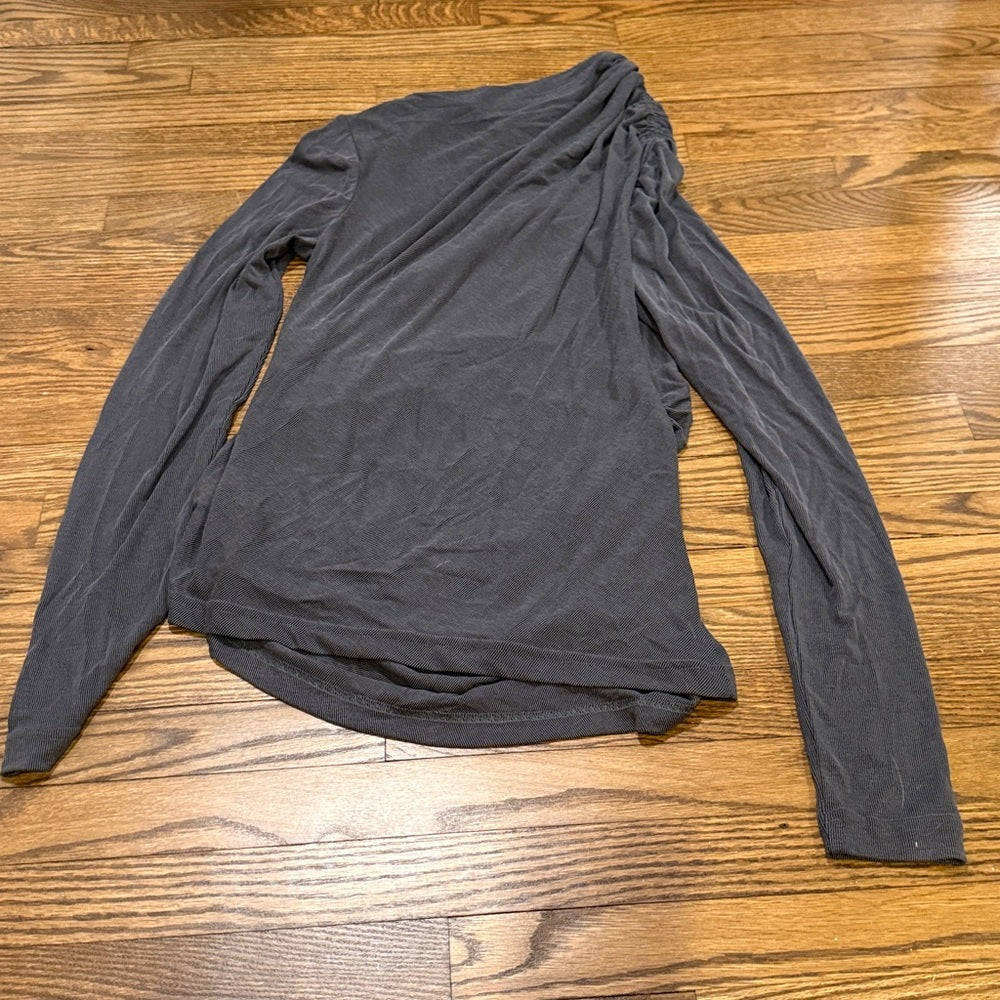 NWT Acler Charcoal Long Sleeve Ruched Top Size 10