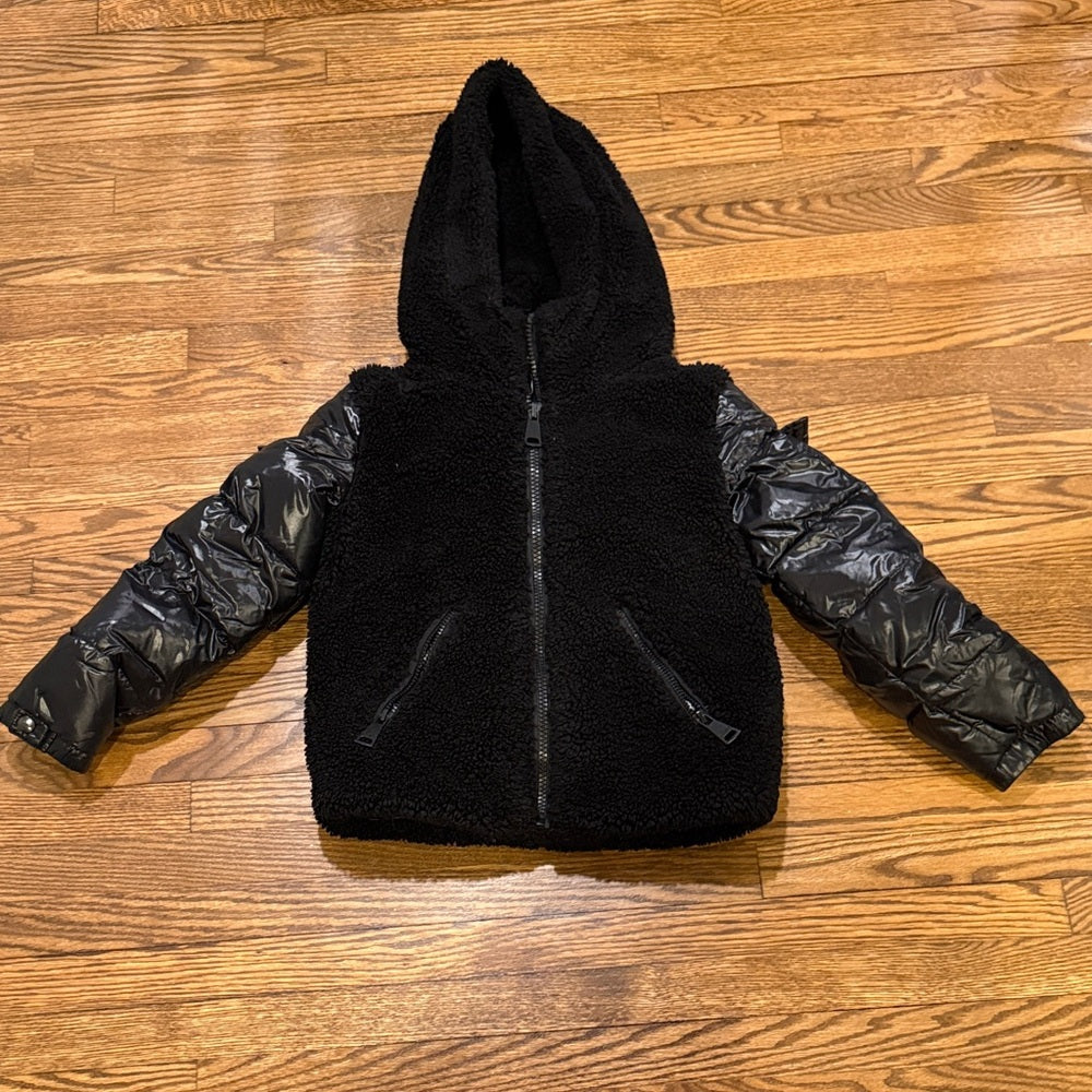 SAM. Girls Black and Silver Puffer Jacket Size 10