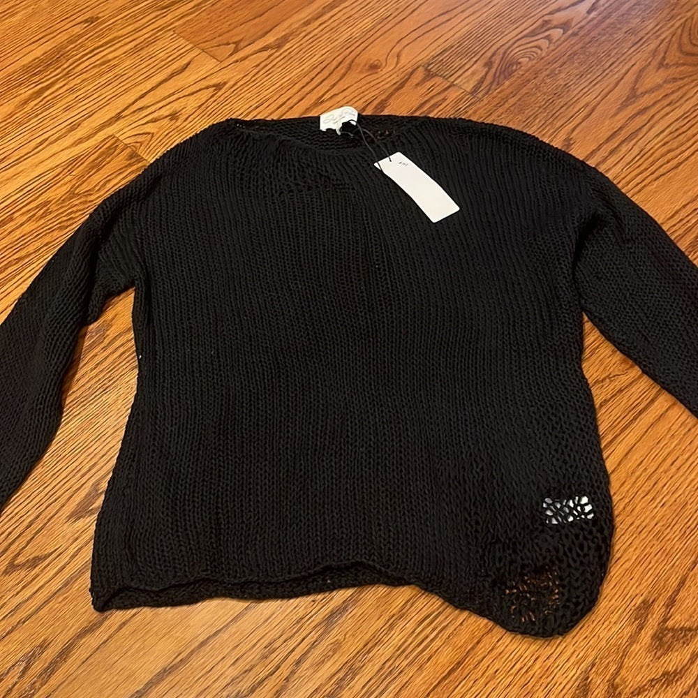 NWT Feel the Piece Terre Jacobs Woman’s Black See Through Sweater Size XS/S
