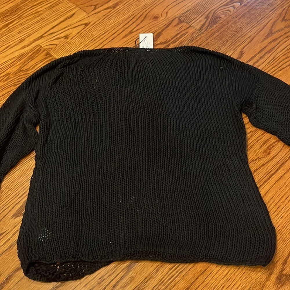 NWT Feel the Piece Terre Jacobs Woman’s Black See Through Sweater Size XS/S
