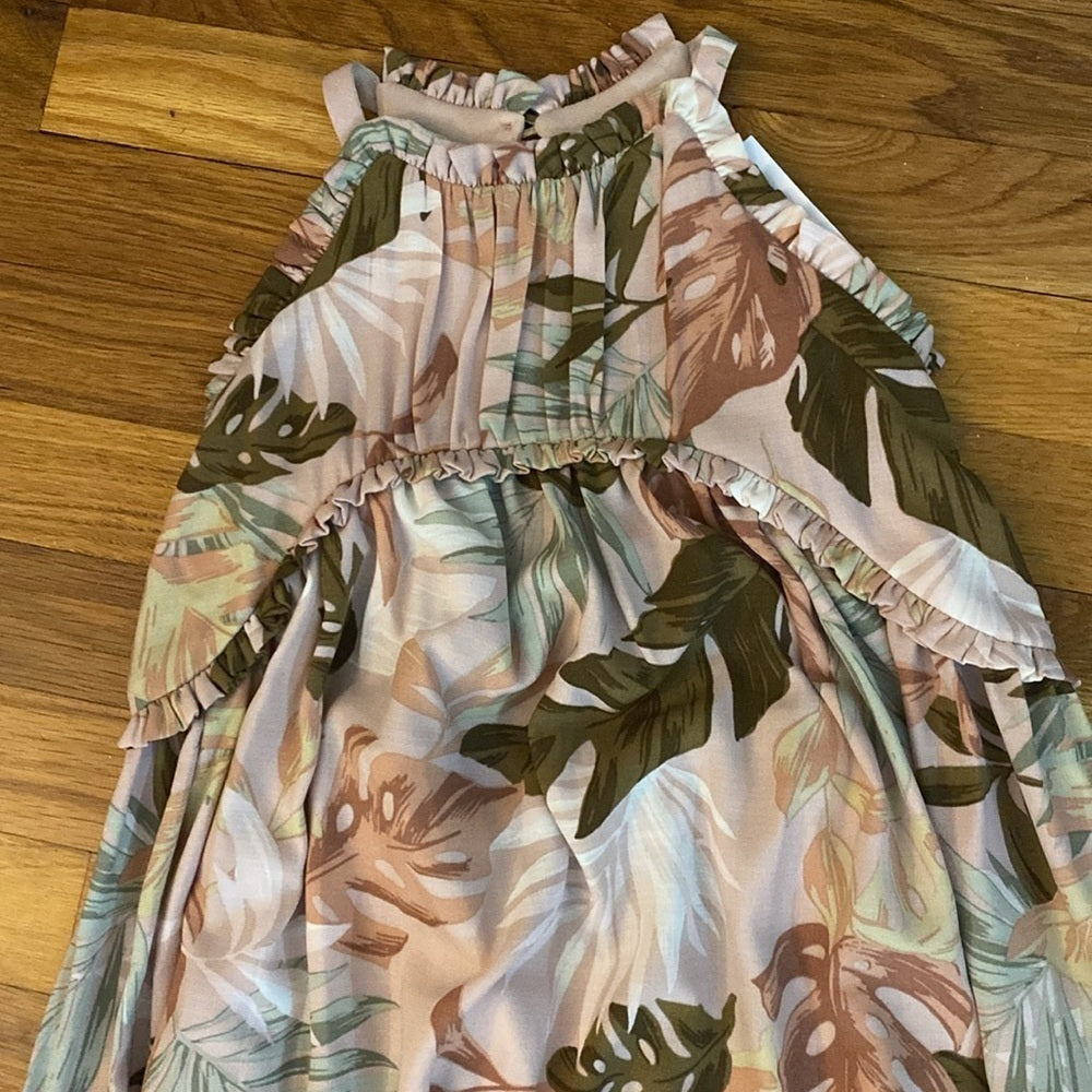 NWT Bonnie Jean Girls Tan Printed Maxi Dress Size 10