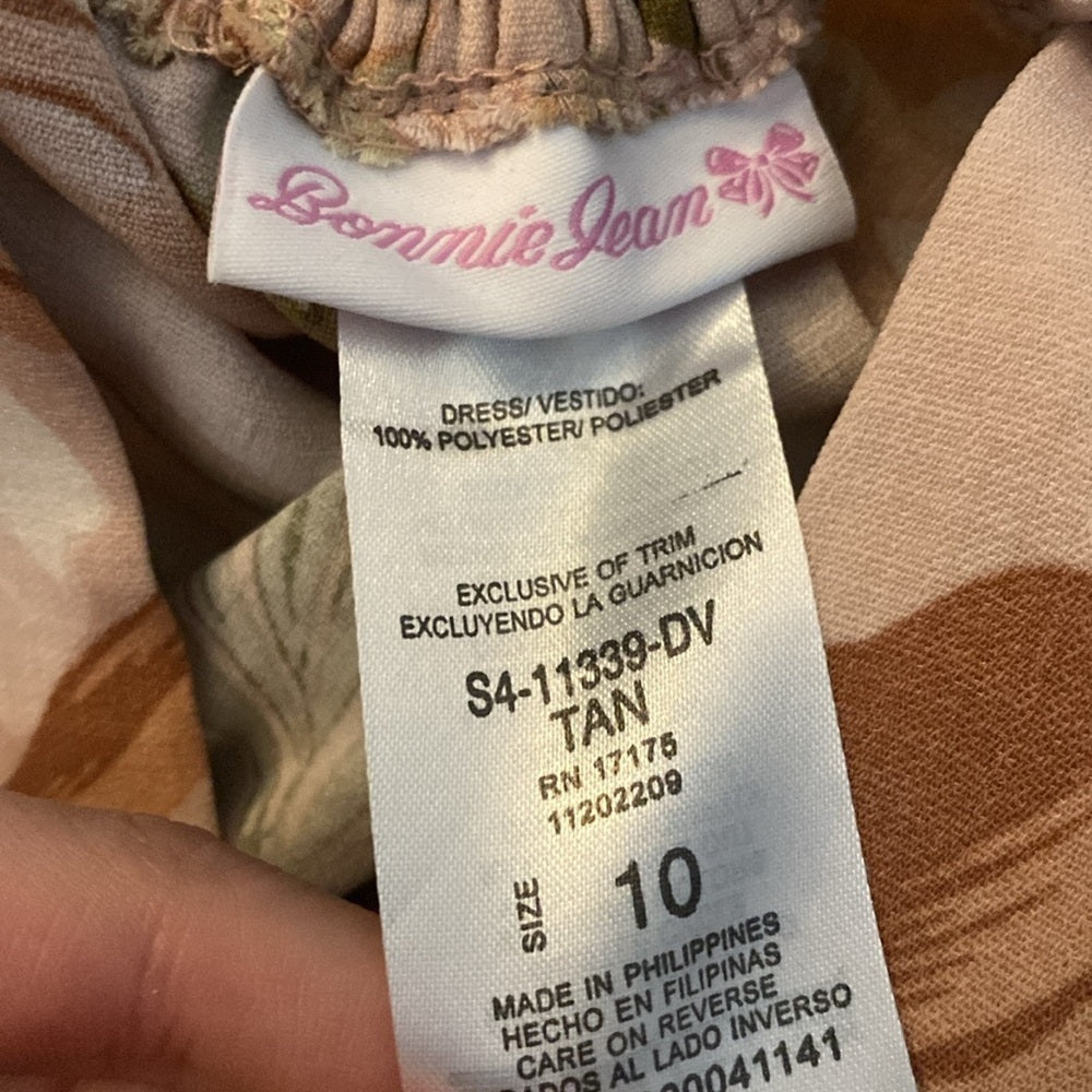 NWT Bonnie Jean Girls Tan Printed Maxi Dress Size 10