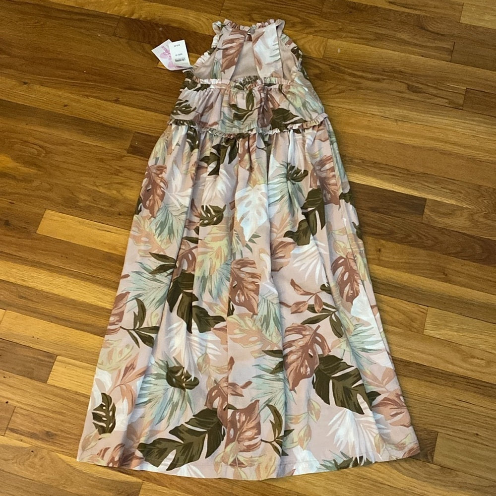 NWT Bonnie Jean Girls Tan Printed Maxi Dress Size 10