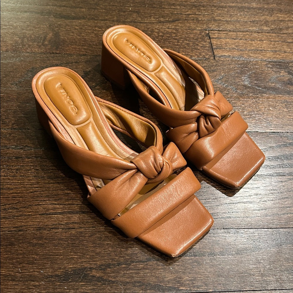 Vince Women’s Brown Knotted Heeled Sandals Size 5