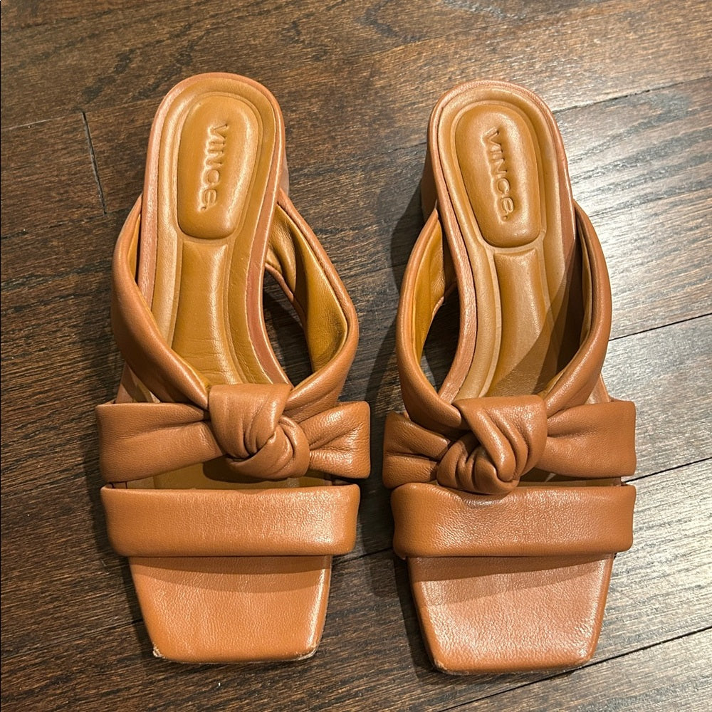 Vince Women’s Brown Knotted Heeled Sandals Size 5