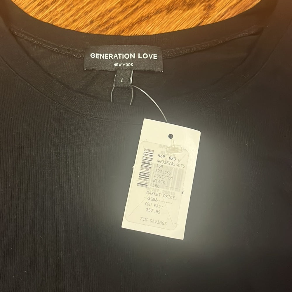 NWT Generational Love Woman’s Doni Black Top Size L