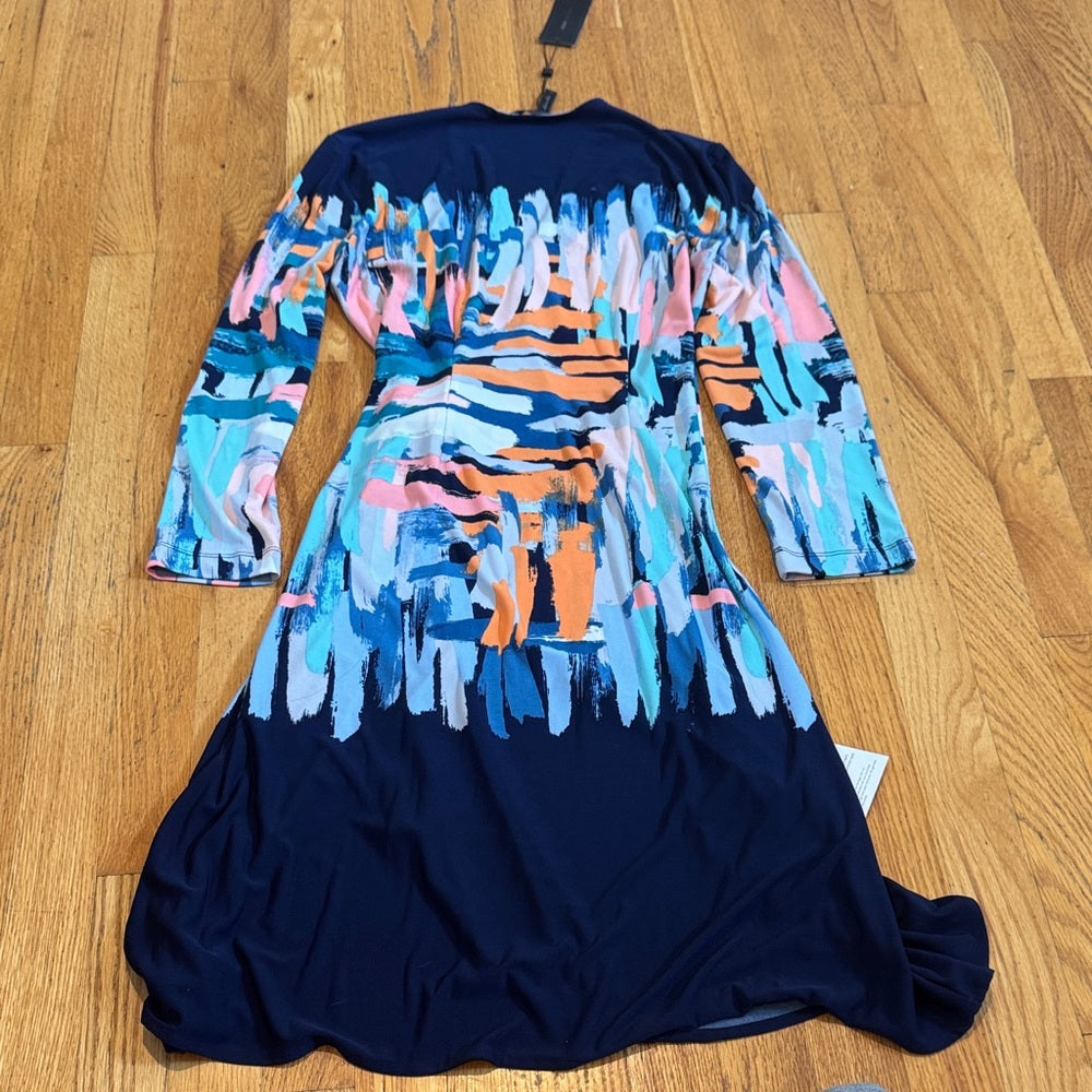 NWT BCBGMaxazaria Colorful Abstract Wrap Dress Women’s Medium