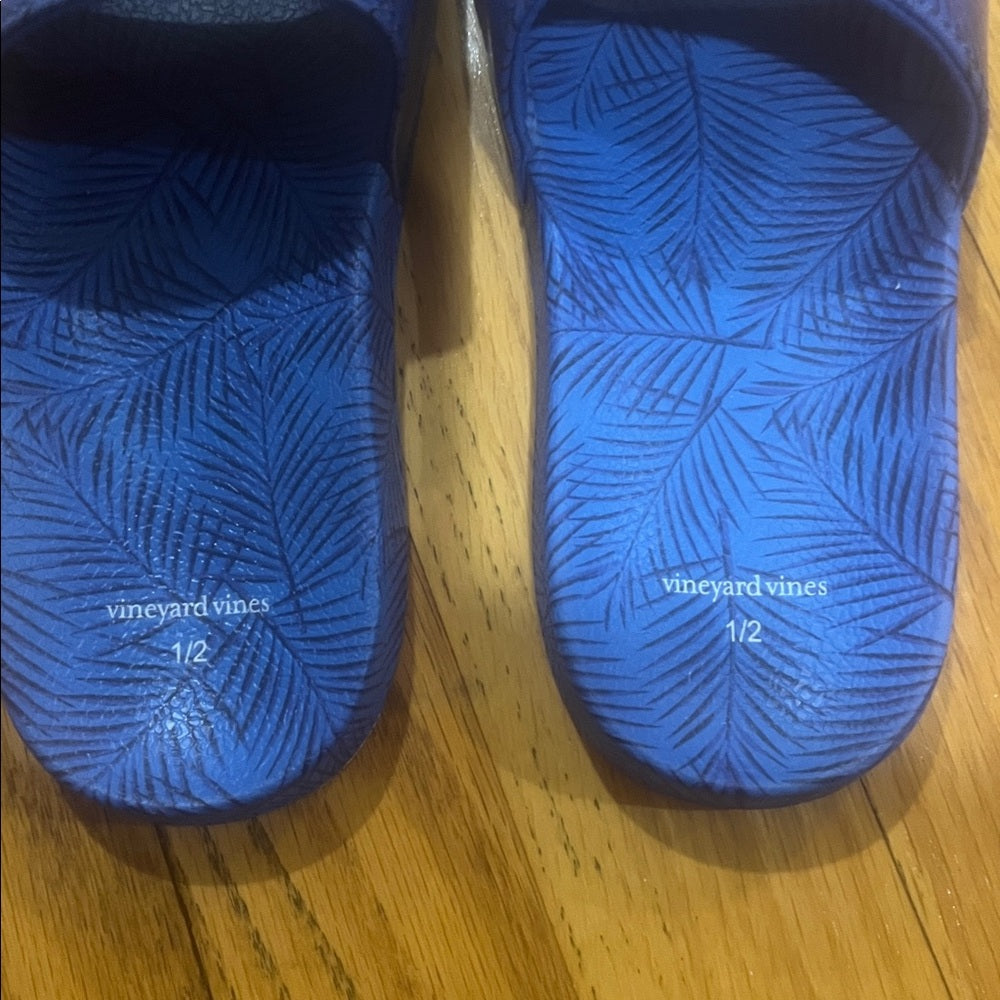 Vineyard Vines Kids Blue Slide Sandals Size 1/2
