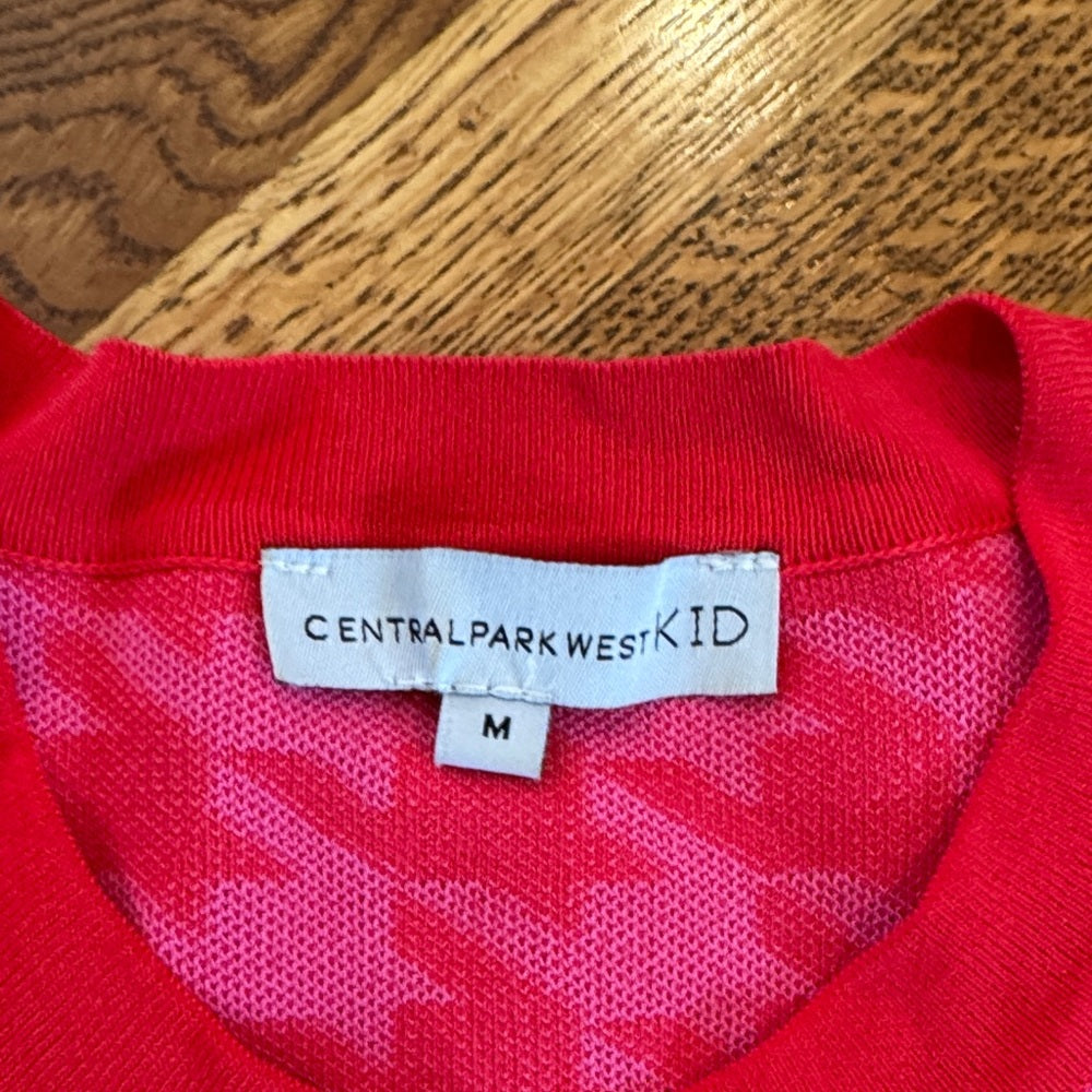 Central Park West Red and Pink Houndstooth Cardigan and Skirt Set Size Medium