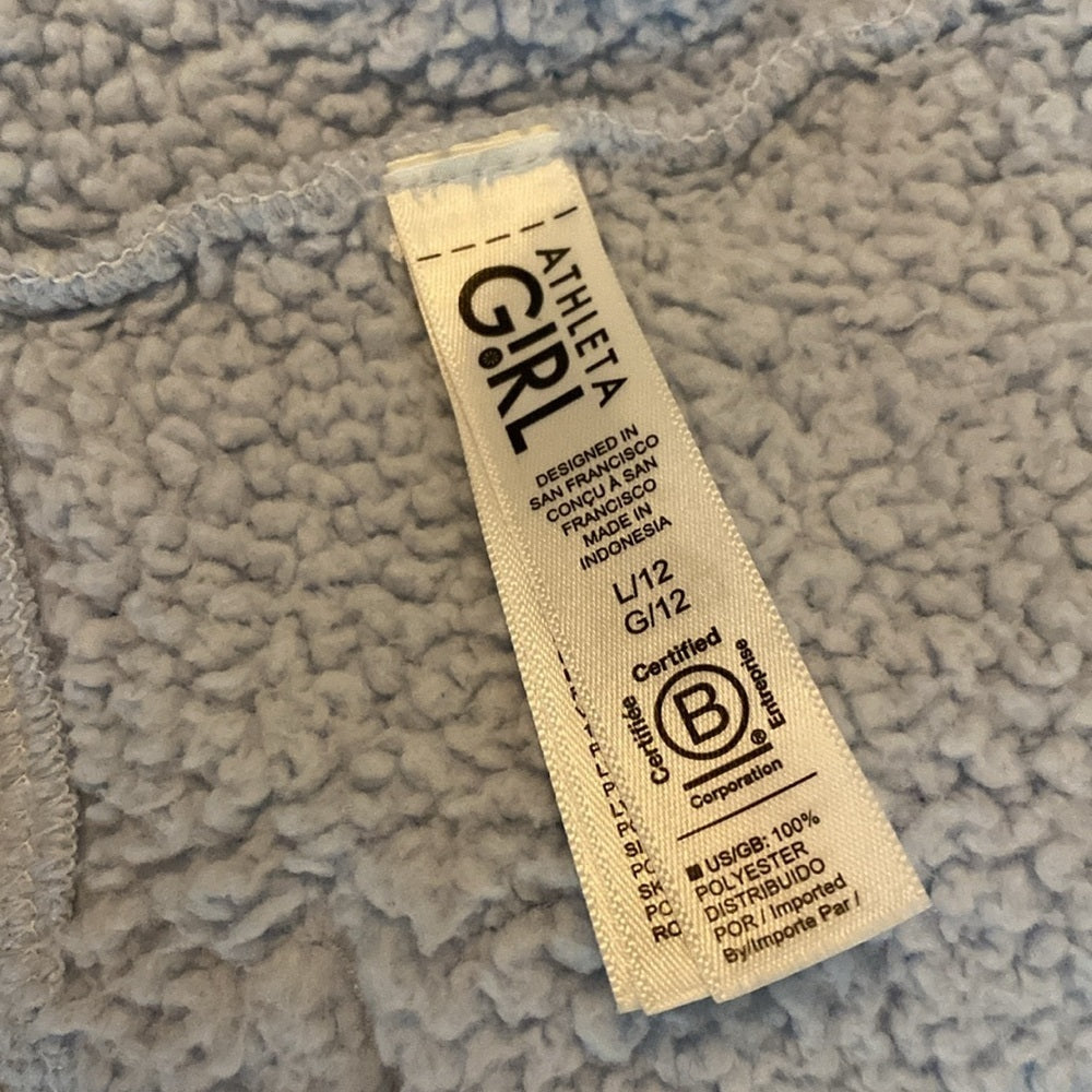Athleta Girls Blue Fleece Zip Up Jacket Size L