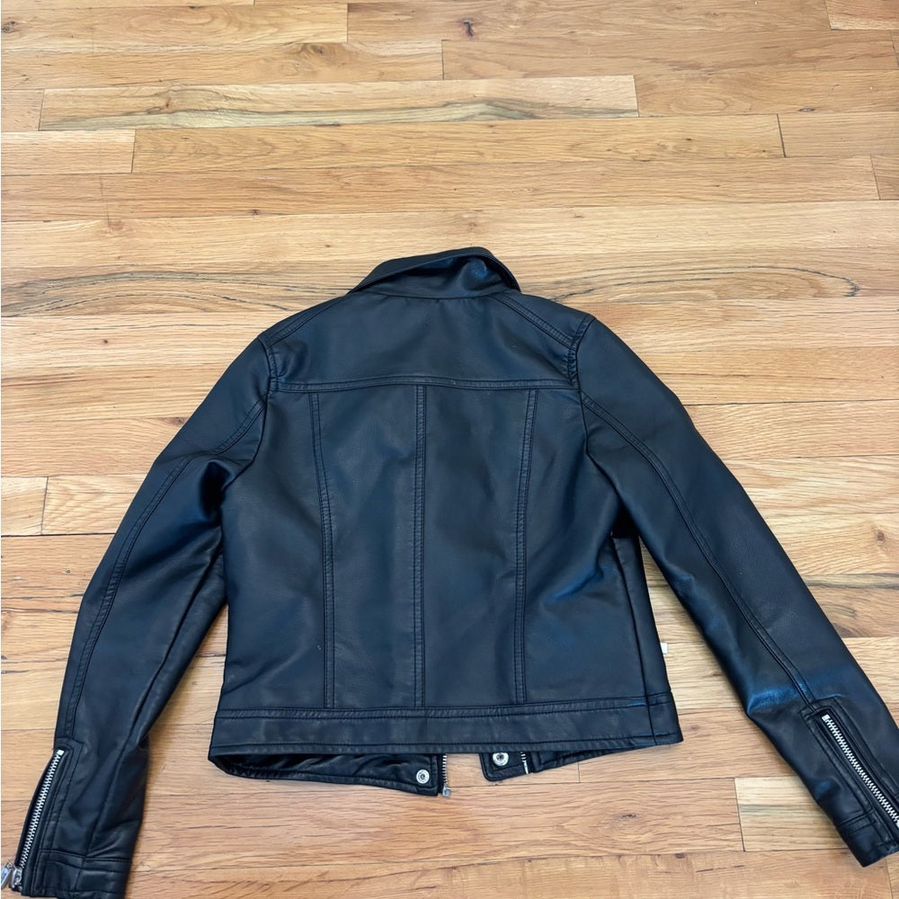 Jou Jou Girls Black Leather Jacket Size M