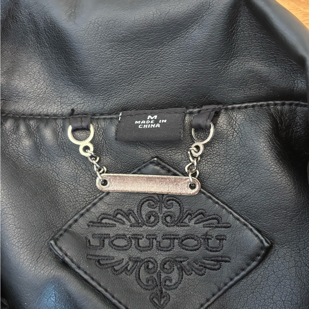 Jou Jou Girls Black Leather Jacket Size M