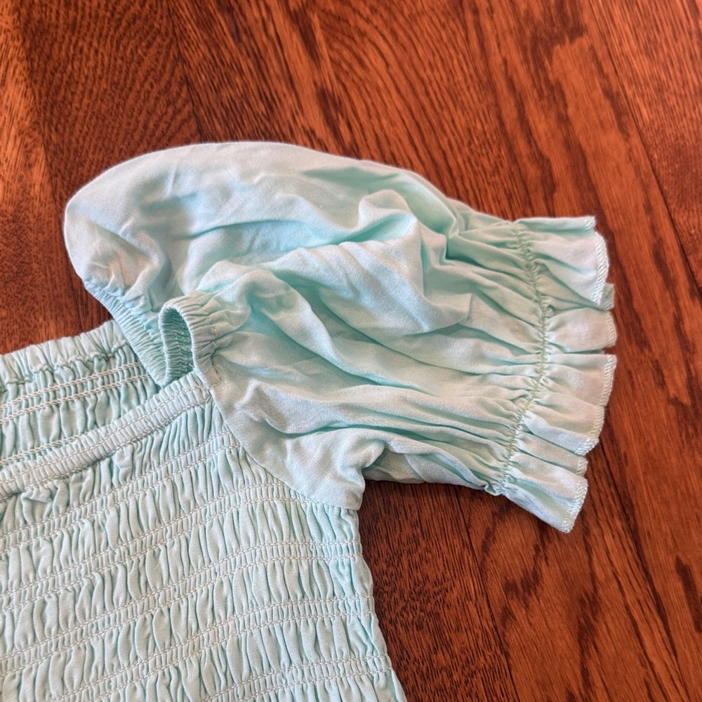 NWT Katie J NYC Girl’s Blue Eyelet Flutter Sleeve Top Size XL