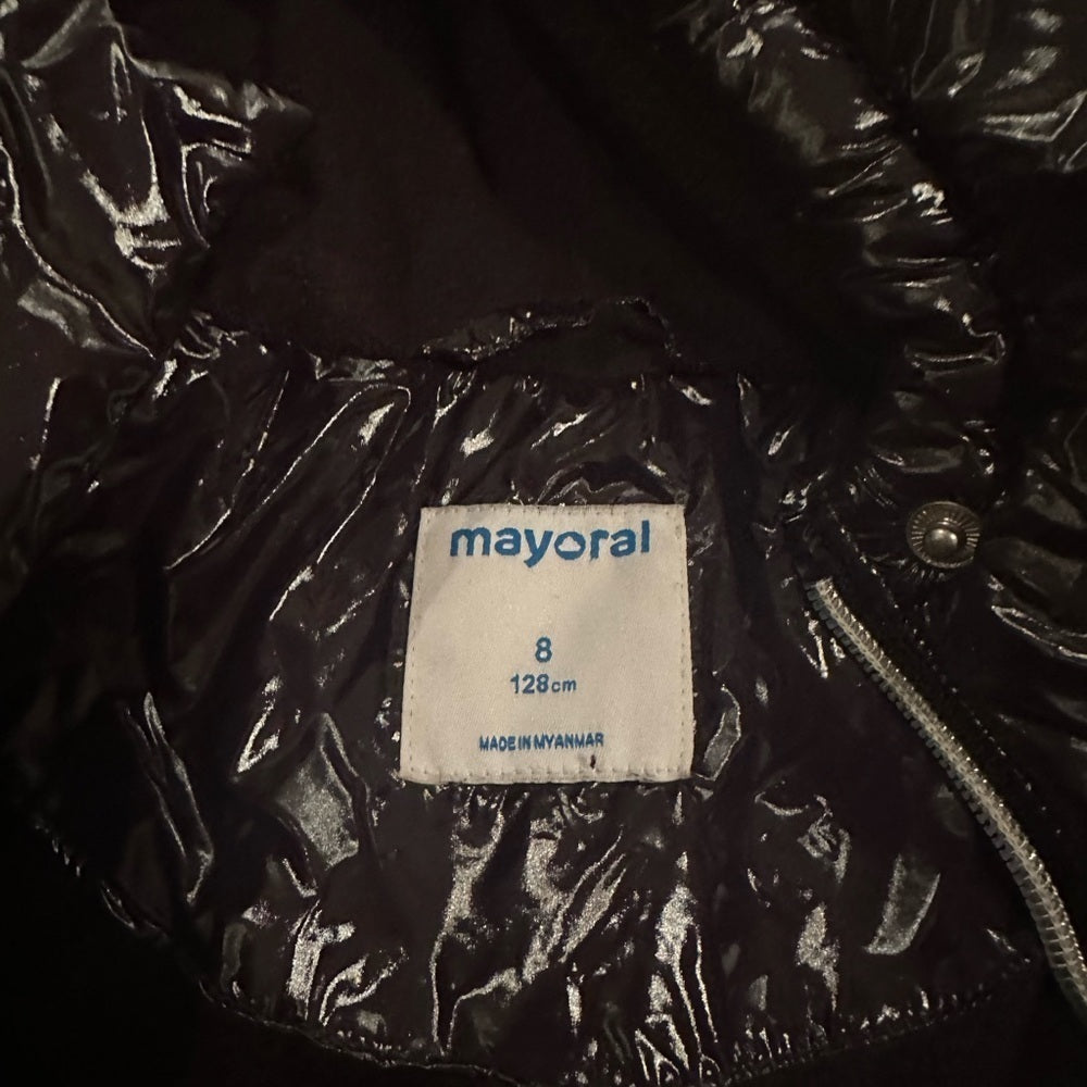 Mayoral Girls Black Shiny Puffer Jacket Size 8