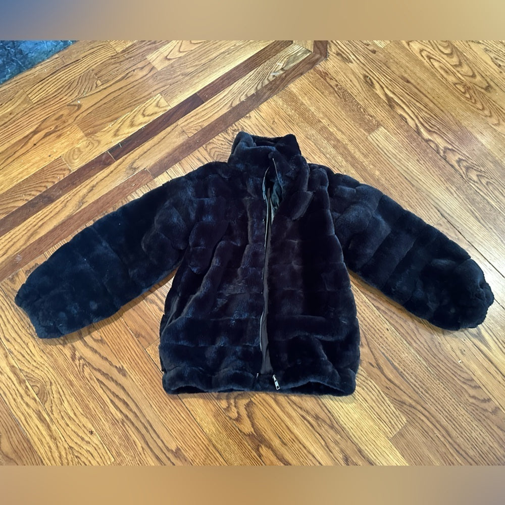 fbz Flowers by Zoe Kids Fuzzy Black Jacket Size Small
