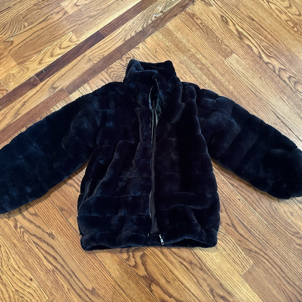 fbz Flowers by Zoe Kids Fuzzy Black Jacket Size Small