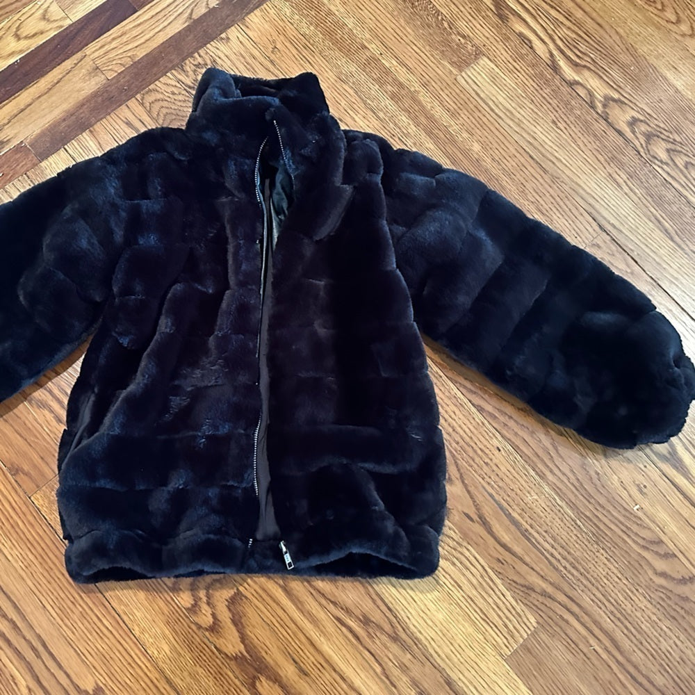 fbz Flowers by Zoe Kids Fuzzy Black Jacket Size Small