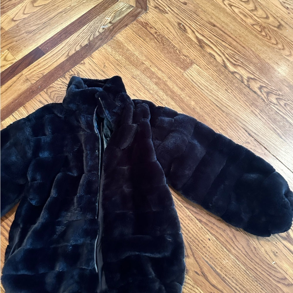 fbz Flowers by Zoe Kids Fuzzy Black Jacket Size Small