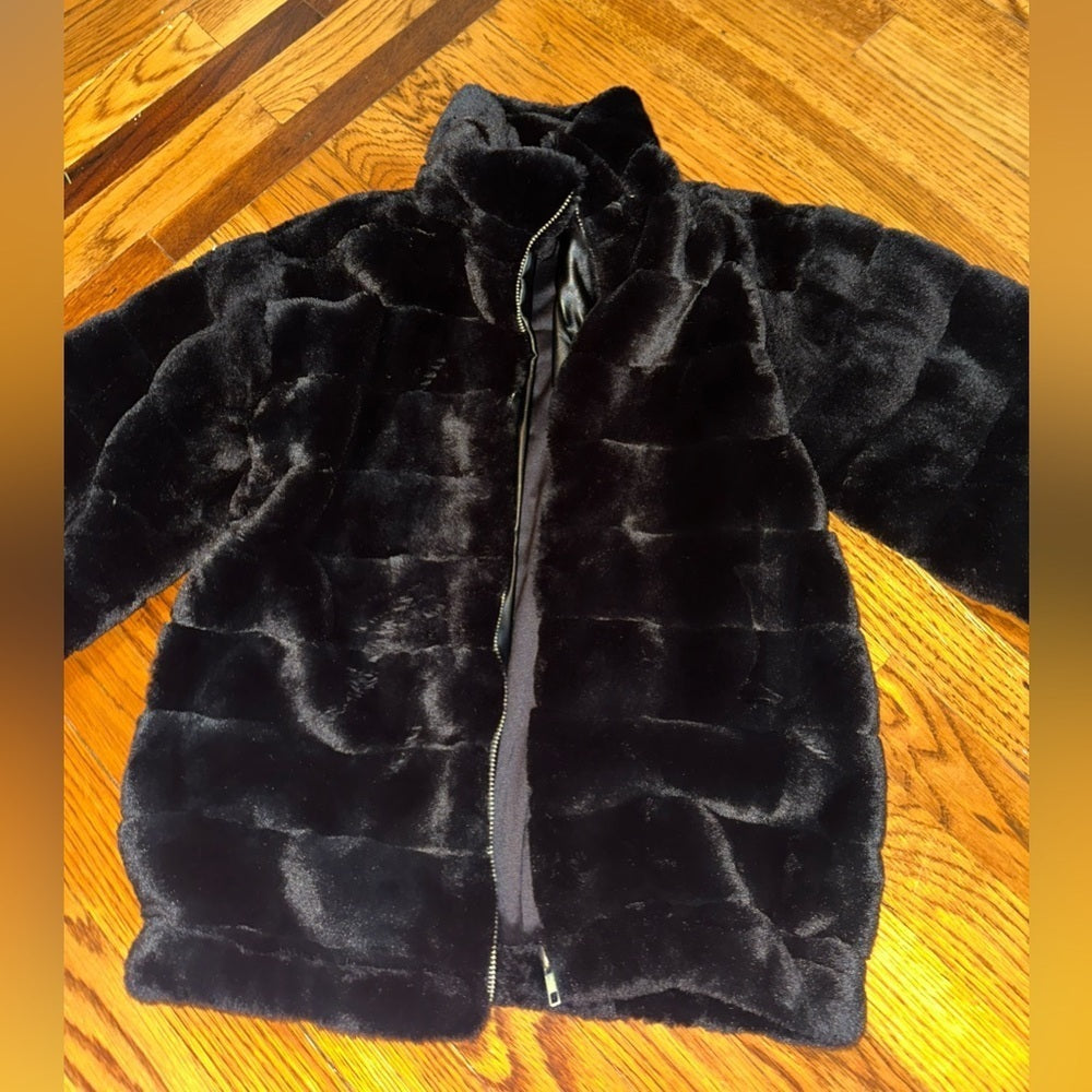 fbz Flowers by Zoe Kids Fuzzy Black Jacket Size Small