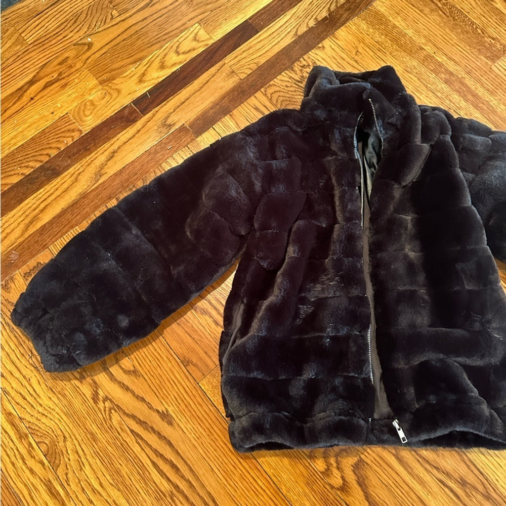 fbz Flowers by Zoe Kids Fuzzy Black Jacket Size Small