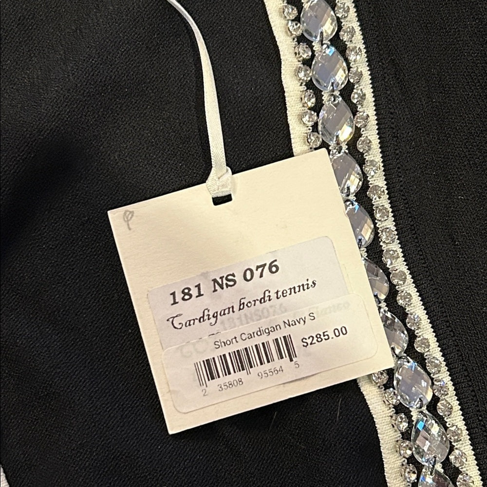 NWT Mo Secrets Women’s Black Cardigan with White Stripes Size Small