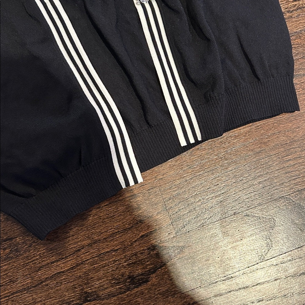 NWT Mo Secrets Women’s Black Cardigan with White Stripes Size Small