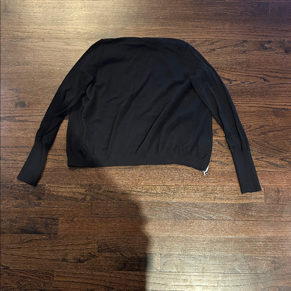NWT Mo Secrets Women’s Black Cardigan with White Stripes Size Small