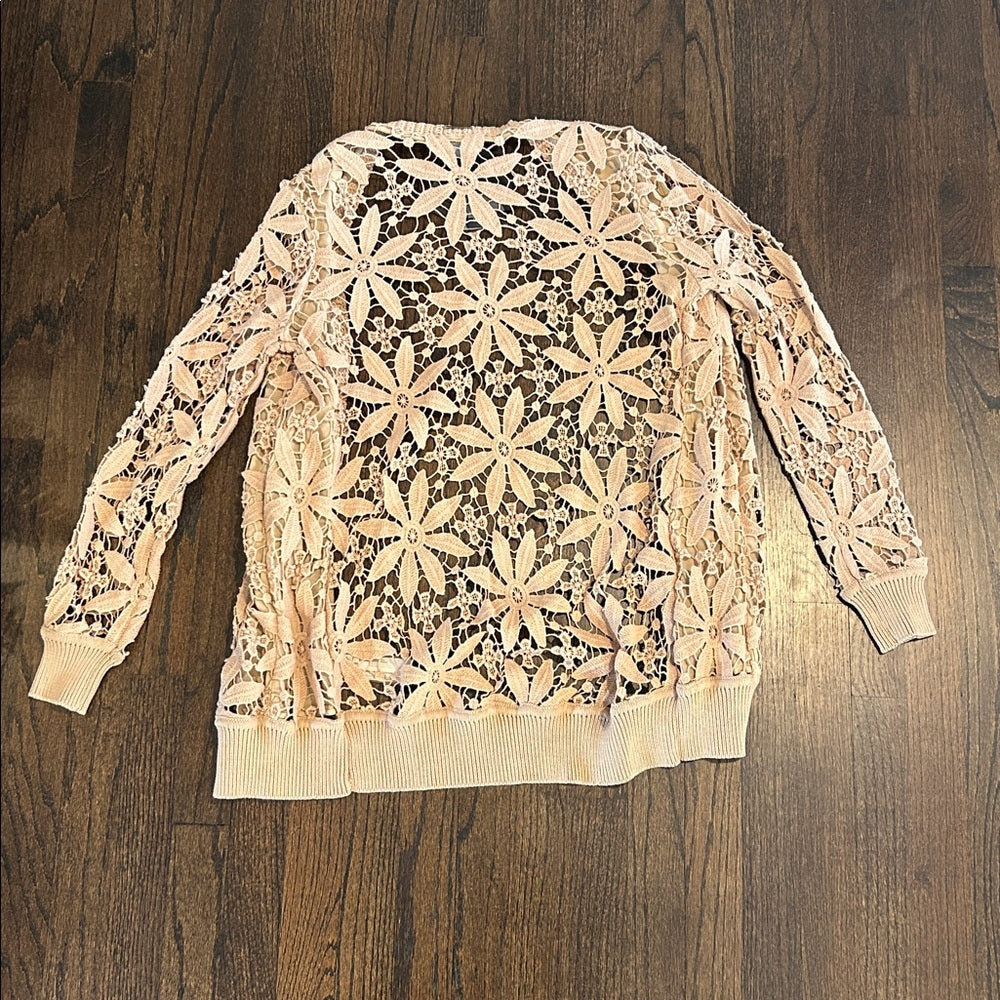 NWT Twinset Women’s Floral Lace Cardigan in Peach Size 2
