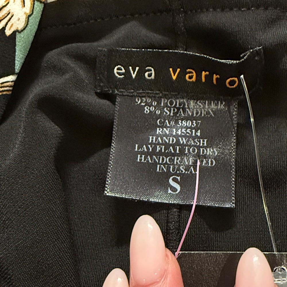 NWT Eva Varro Black Dress with Gold and Pink Accents Size Small